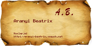Aranyi Beatrix névjegykártya