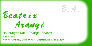 beatrix aranyi business card